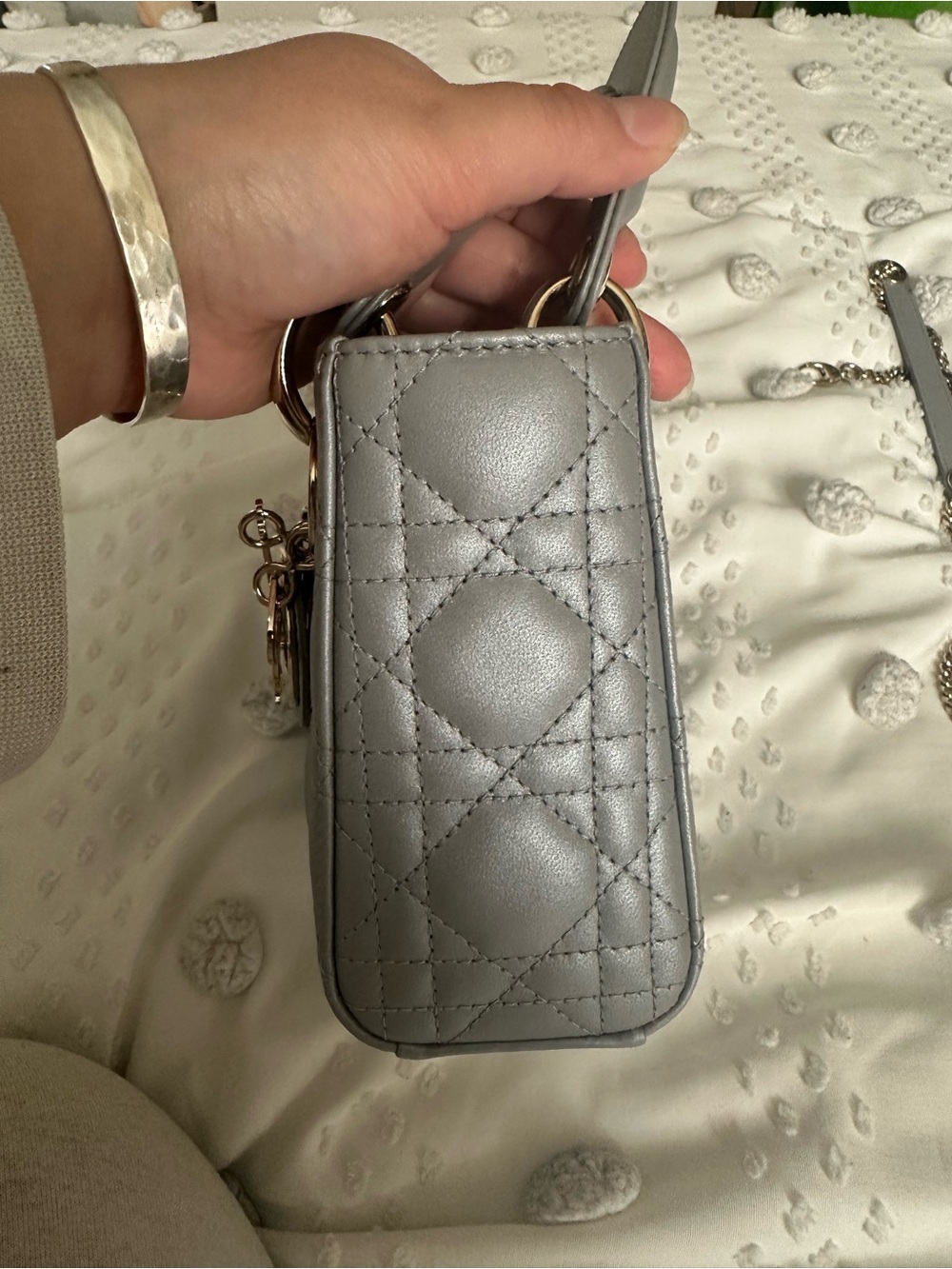 Lady Dior mini-Opaline Gray Pearlescent Cannage eeeLambskin - Picture 6 of 7